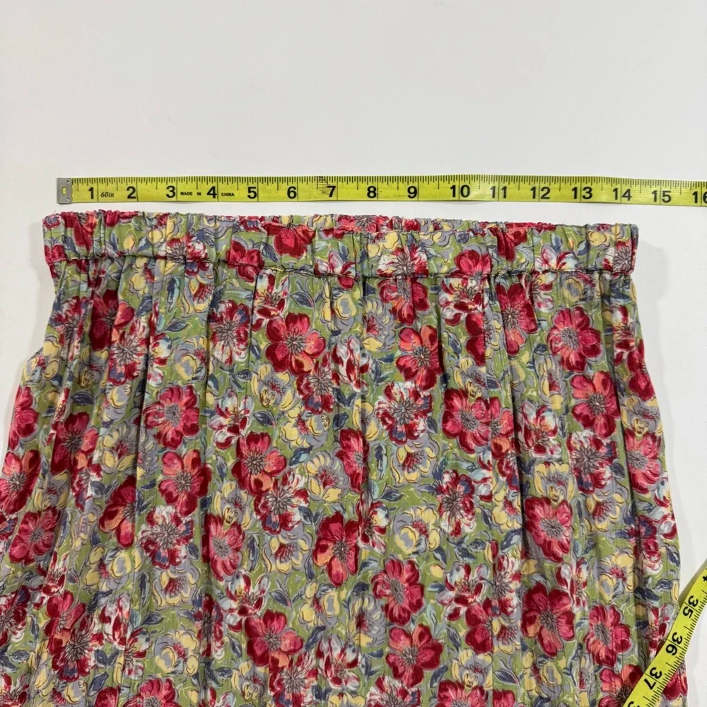 Flax Two Piece Skirt Set Pink Floral Linen Top Maxi Skirt - Picture 8 of 11